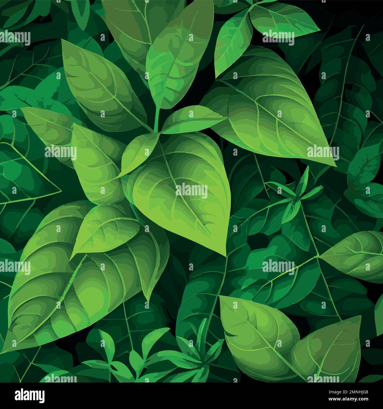 Texture of green leaves, green background pattern - Vector illustration ...