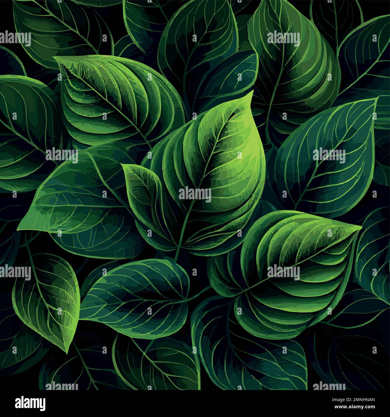 Texture of green leaves, green background pattern - Vector illustration ...