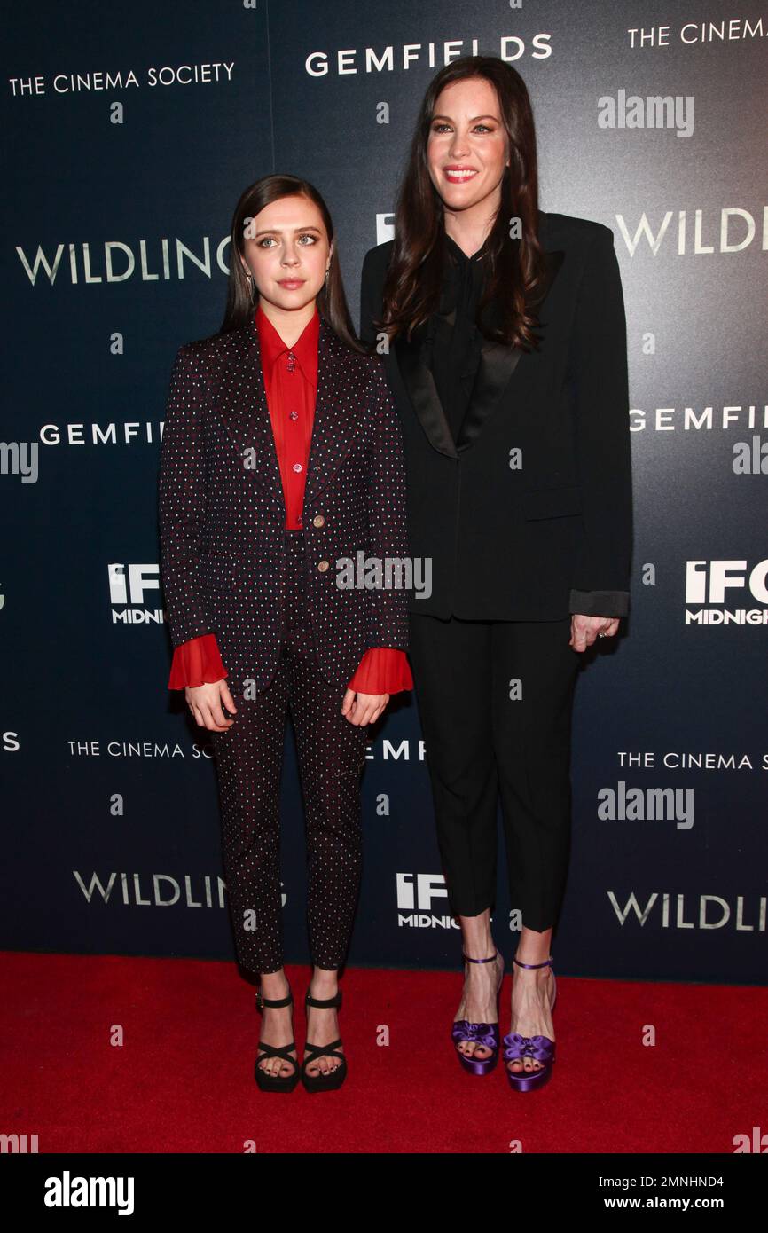 Bel Powley, left, and Liv Tyler, right, attend a special screening of "Wilding" at iPic Theater on Sunday, April 8, 2018, in New York. (Photo by Andy Kropa/Invision/AP) Stock Photo