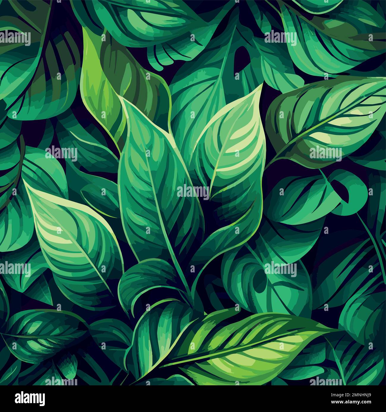 Texture of green leaves, green background pattern - Vector illustration ...