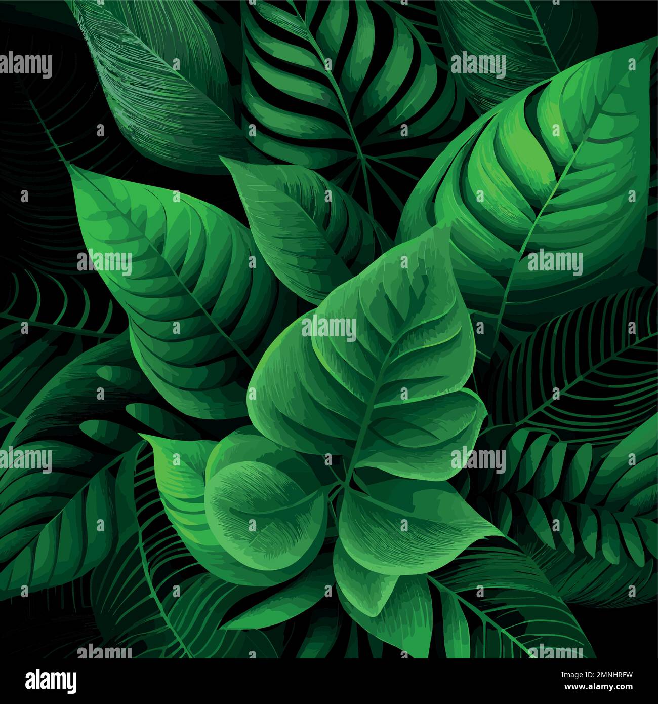 Texture of green leaves, green background pattern - Vector illustration ...