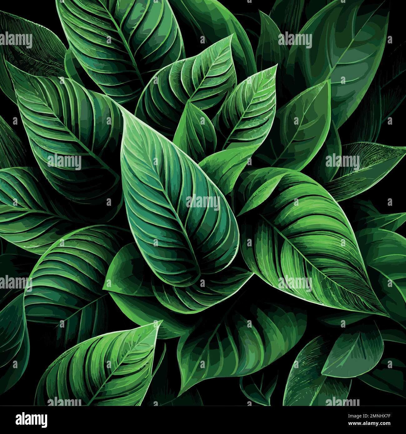 Texture of green leaves, green background pattern - Vector illustration ...