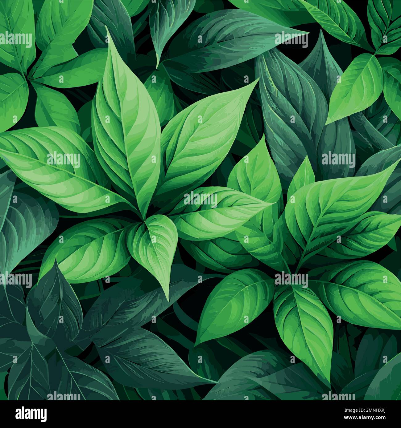 Texture of green leaves, green background pattern - Vector illustration ...