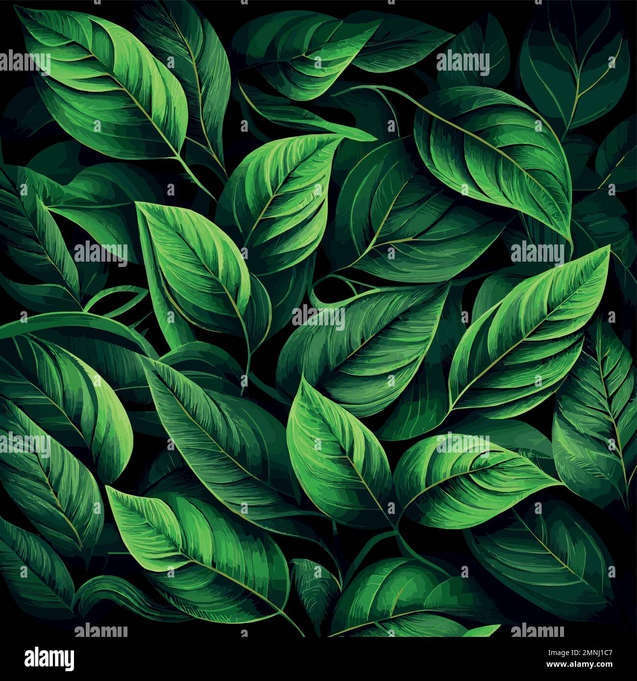 Texture of green leaves, green background pattern - Vector illustration ...