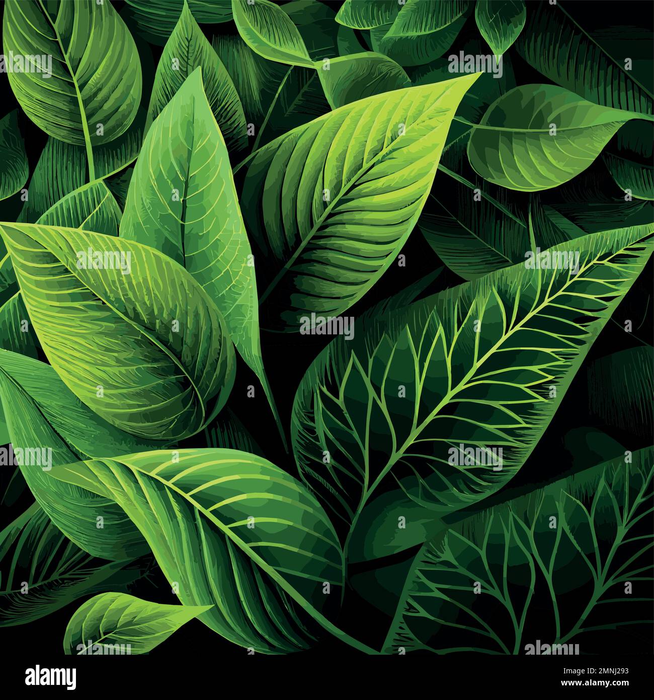 Texture of green leaves, green background pattern - Vector illustration ...