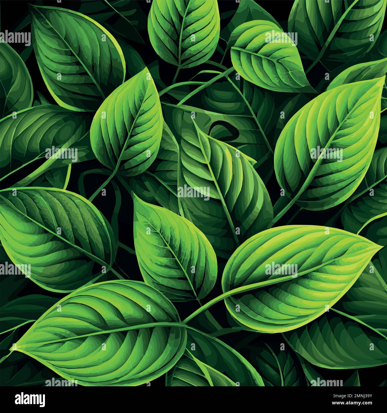 Texture of green leaves, green background pattern - Vector illustration ...