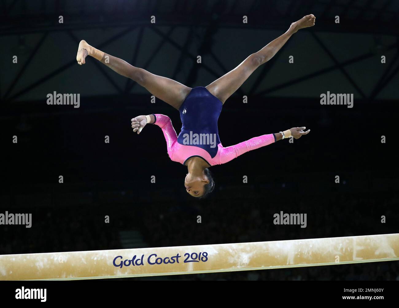 Sri Lanka's Ridma Bengalage competes on the balance beam during the