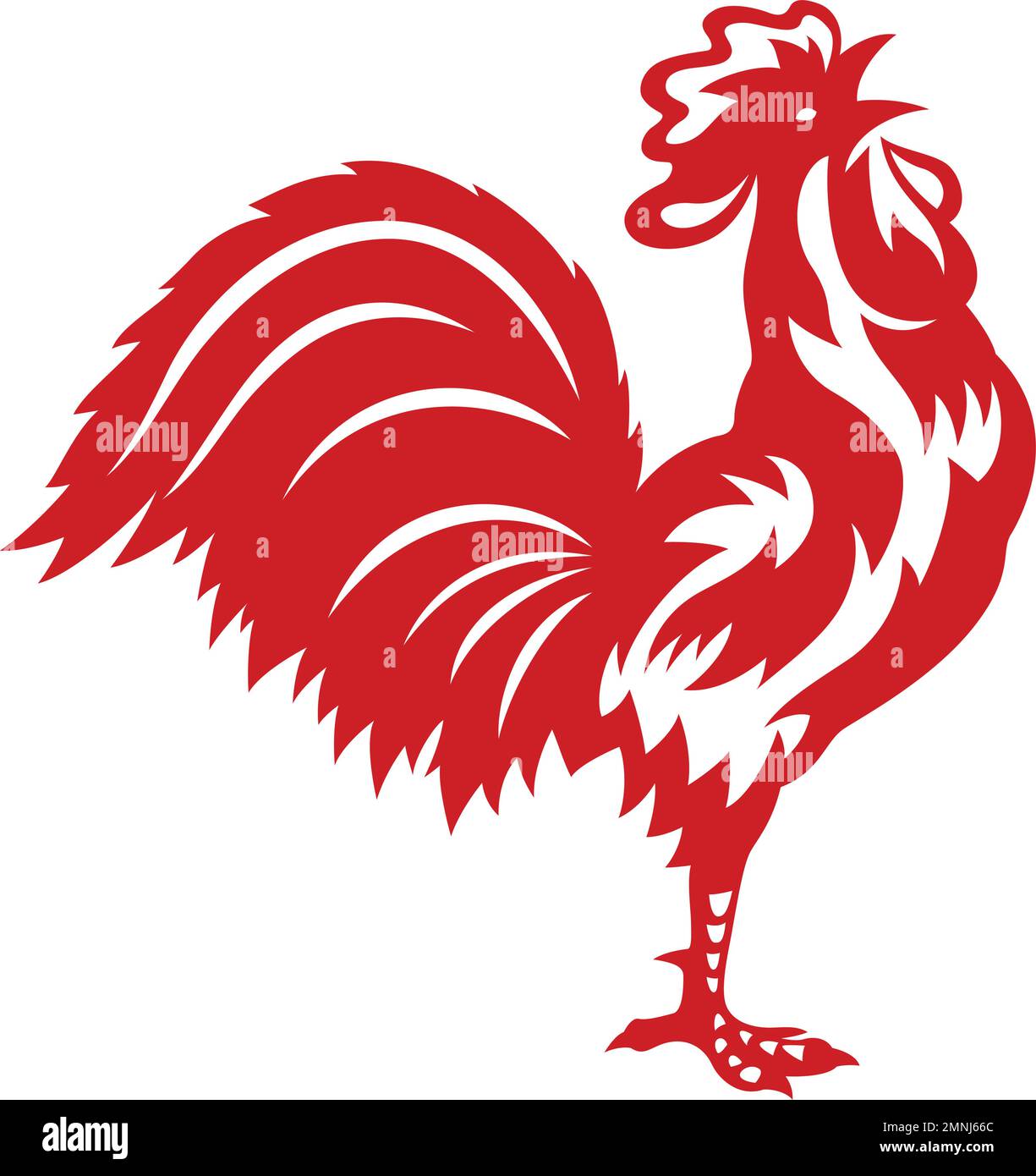 Silhouette of Crowing Rooster Vector Stock Vector