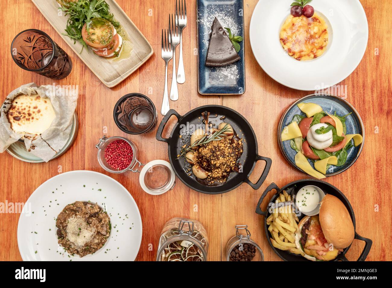Set of delicious recipes for international food dishes and desserts