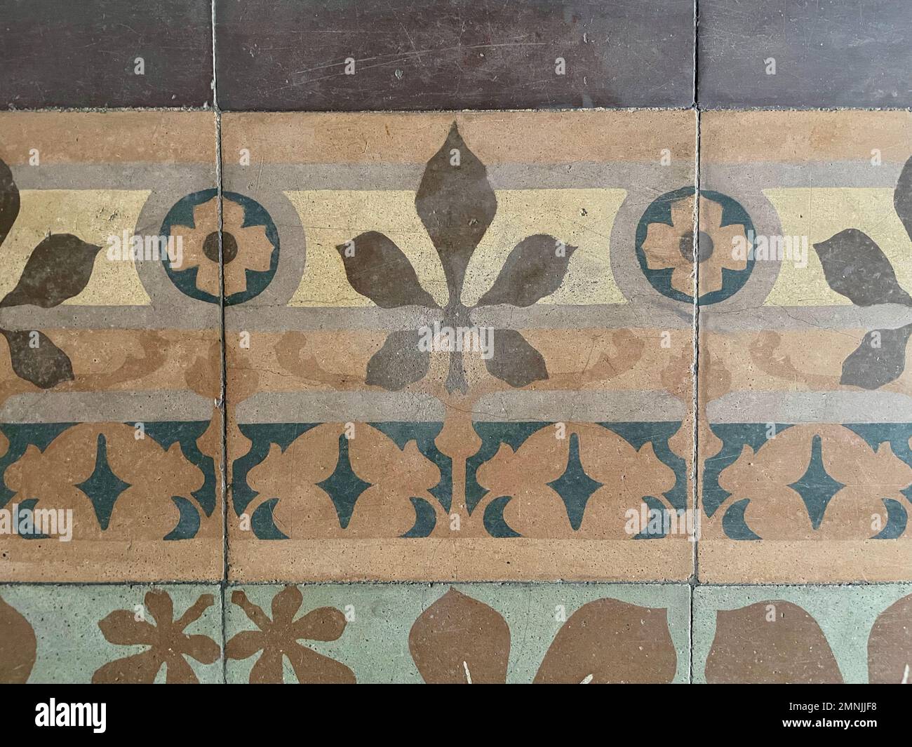 Vintage hydraulic tiles typical in Portuguese in old buildings Stock Photo