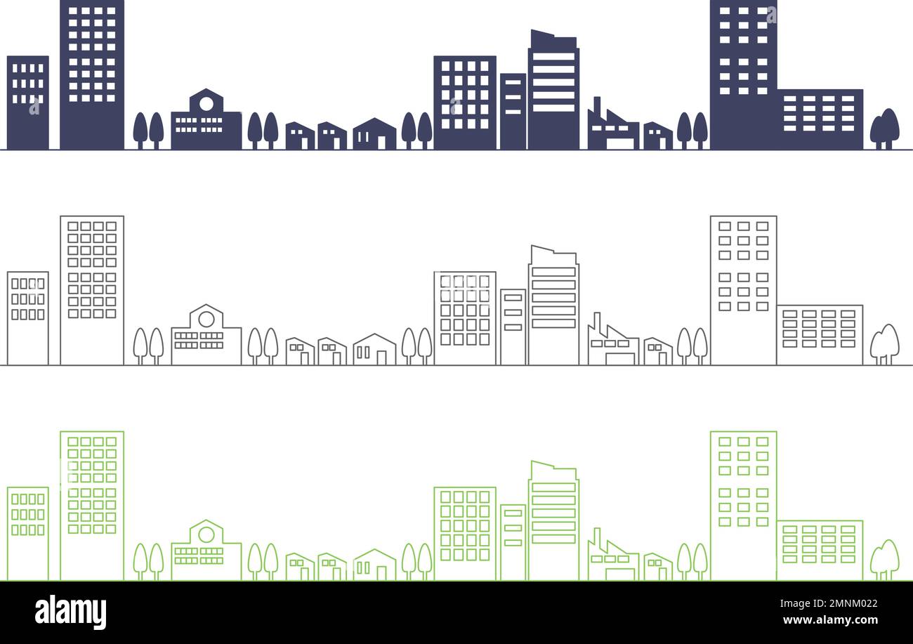 Line art and silhouette of the cityscape. Illustration of a simple cityscape  that can be used as a background Stock Vector Image & Art - Alamy