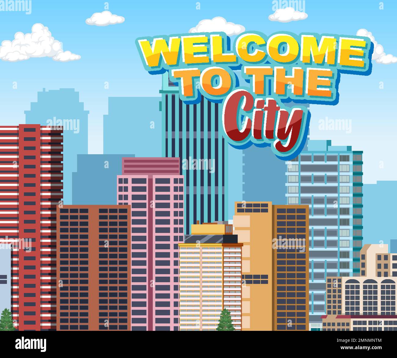 Urban landscape with high skyscrapers illustration Stock Vector Image ...