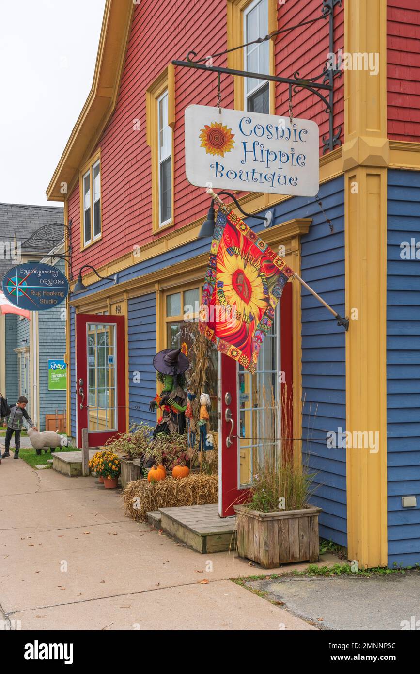 Architecture and storefronts at Mahone Bay, Nova Scotia, Canada Stock