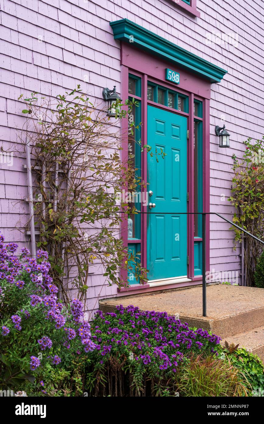 Architecture and storefronts at Mahone Bay, Nova Scotia, Canada Stock