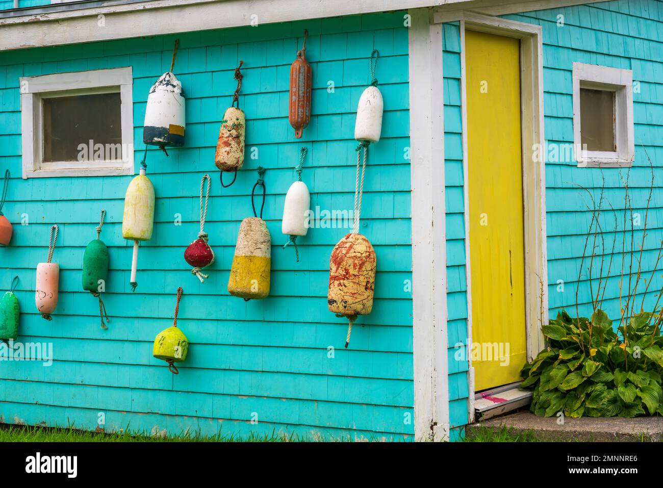 A colorful cottage near Sandy Point, Nova Scotia, Canada Stock Photo
