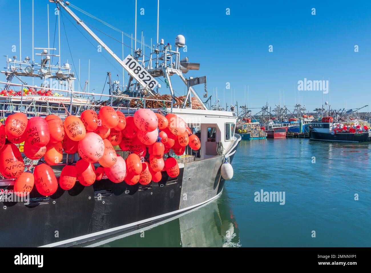 Fishing boats preparing for opening of the fishing season on the docks