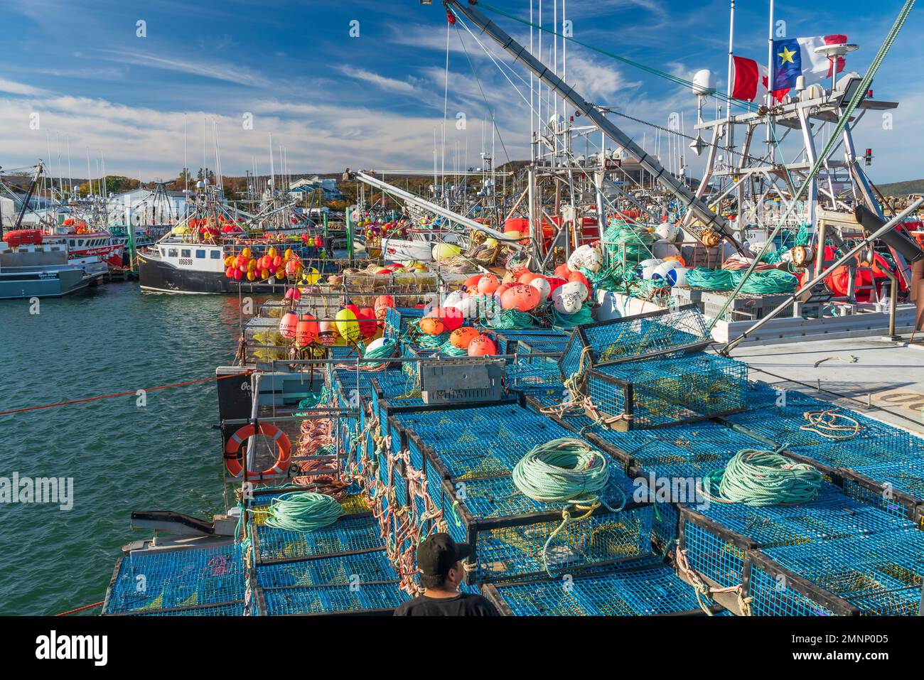 Fishing boats preparing for opening of the fishing season on the docks