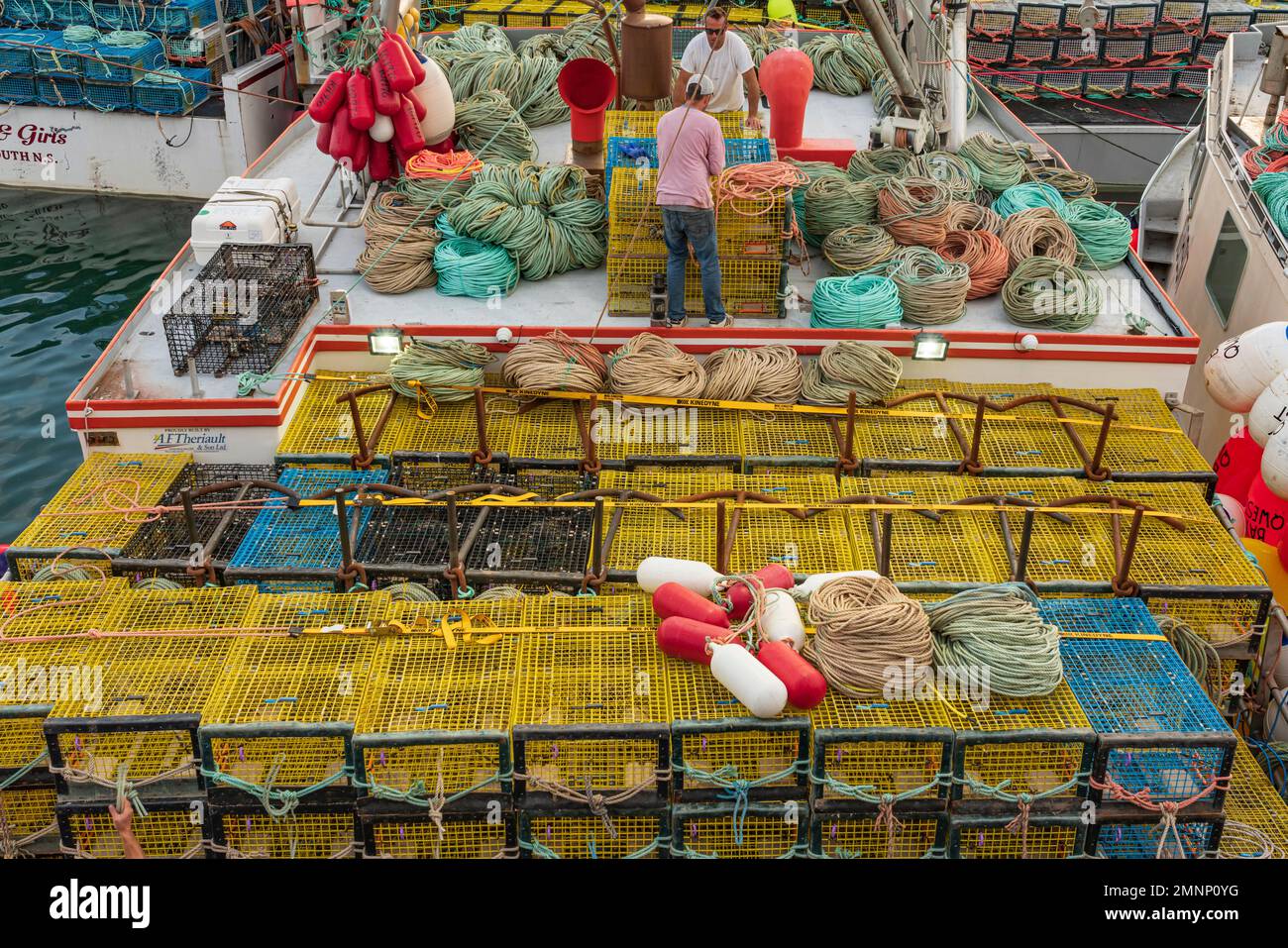 Fishing boats preparing for opening of the fishing season on the docks