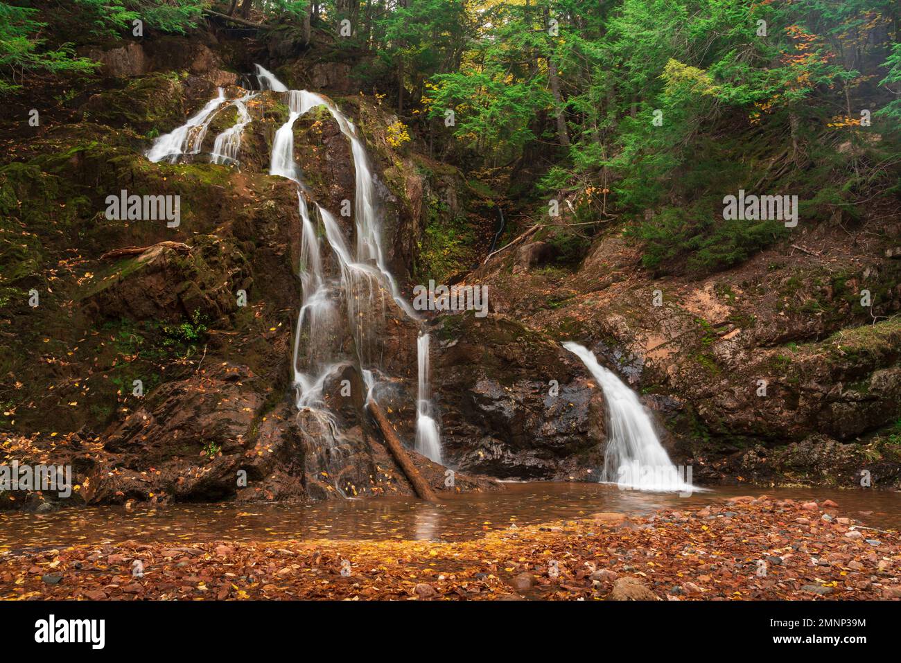 Wentworth Falls with fall foliage color in the Wentworth Valley,  Nova Scotia, Canada. Stock Photo