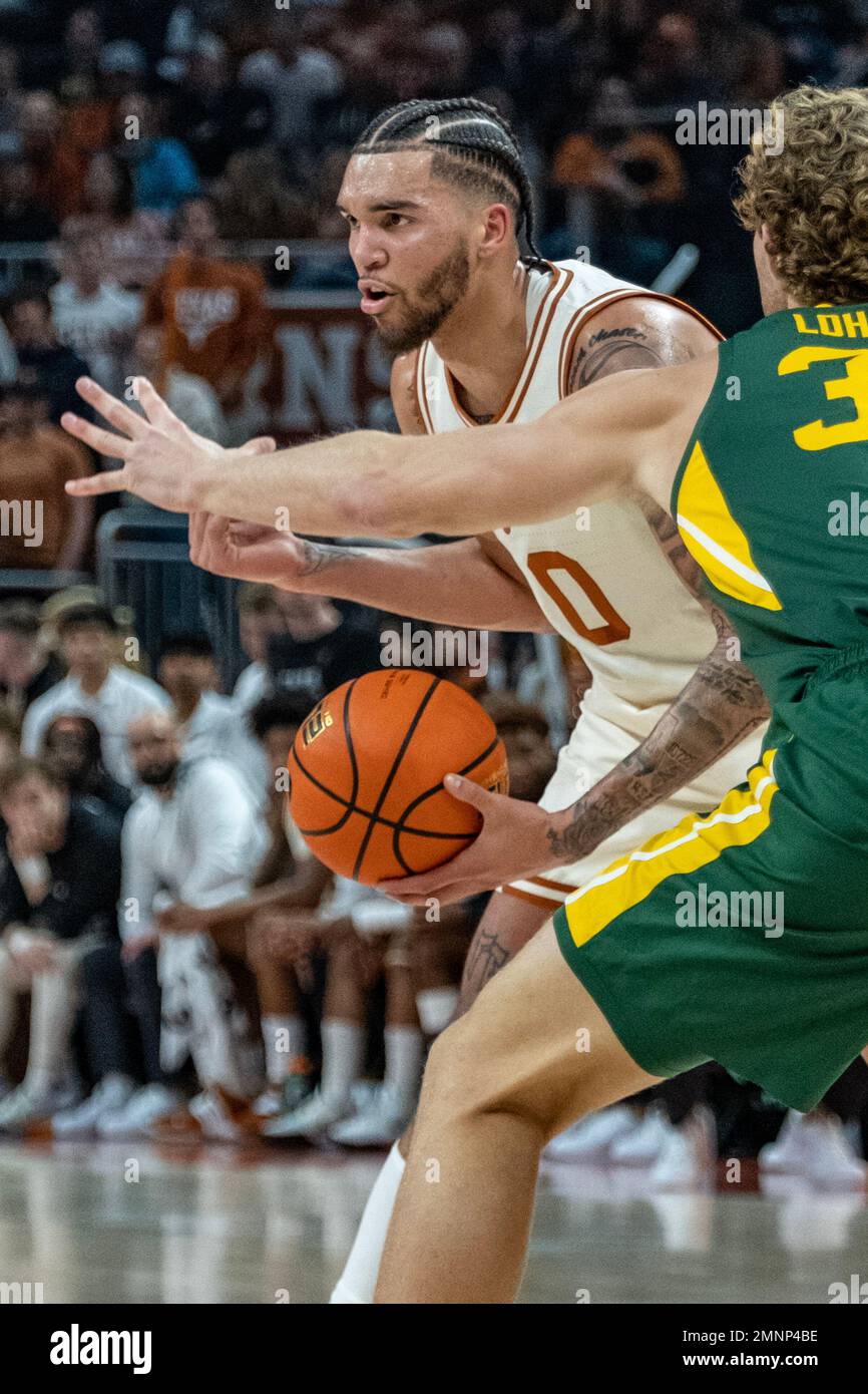 Texas, USA. 30th Jan, 2023. Timmy Allen #0 of the Texas Longhorns in action vs the Baylor Bears at the Moody Center in Austin Texas.Texas leads 38-36 at the half. Credit: csm/Alamy Live News Stock Photo