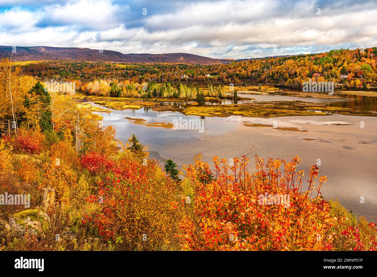 Fall foliage color along the Cabot Trail, Cape Brreton Island, Nova Scotia, Canada. Stock Photo