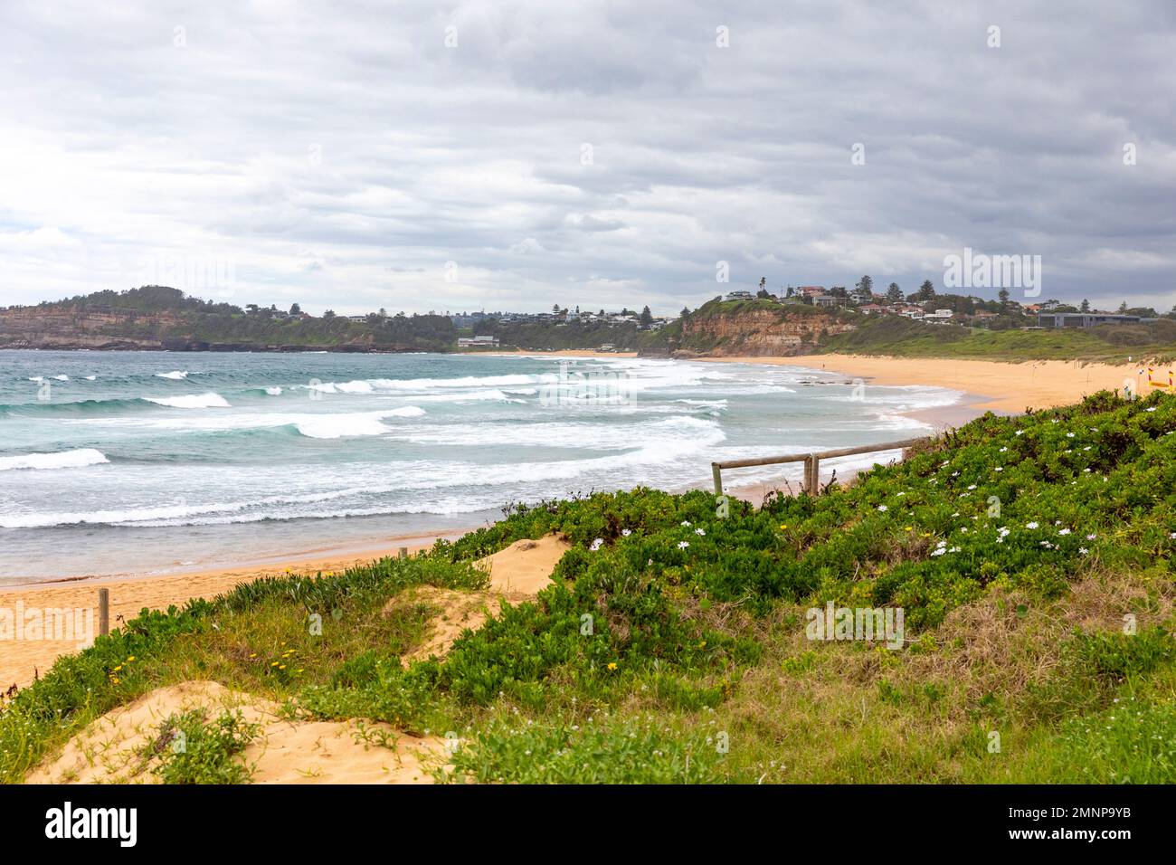 Mona Vale beach on east coast of Sydney, grey sky summers day 2023