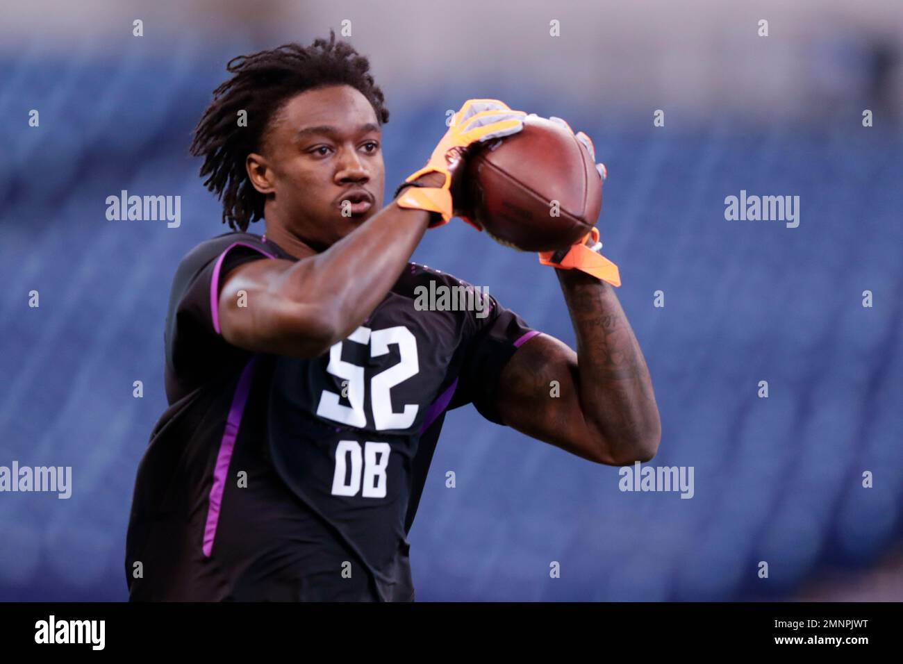 Oklahoma State defensive back Tre Flowers runs a drill at the NFL