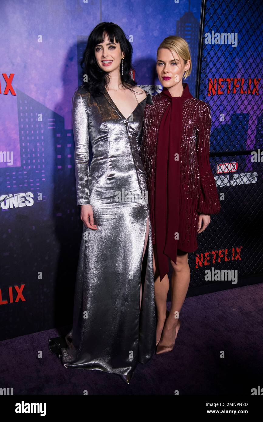 Krysten Ritter, left, and Rachael Taylor attend the Netflix original
