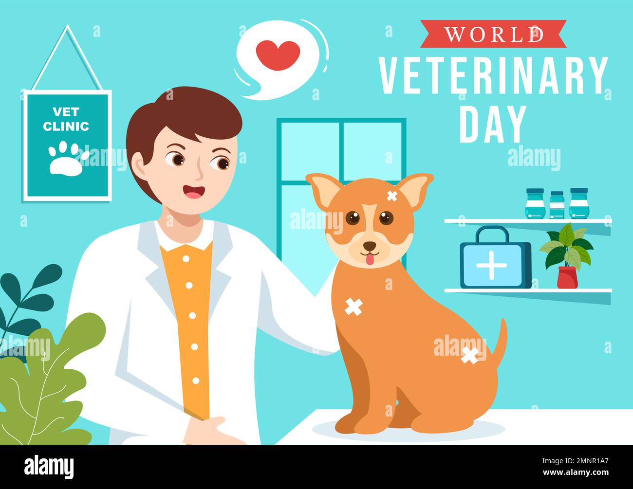 World Veterinary Day on April 29 Illustration with Doctor and Cute