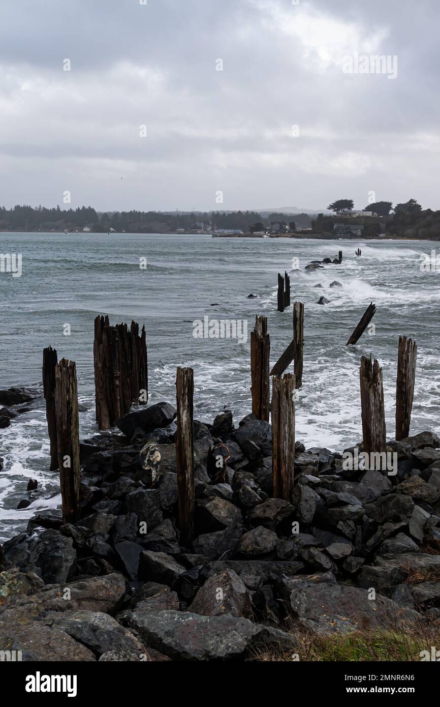 High tide levels on the Coquille River Stock Photo Alamy