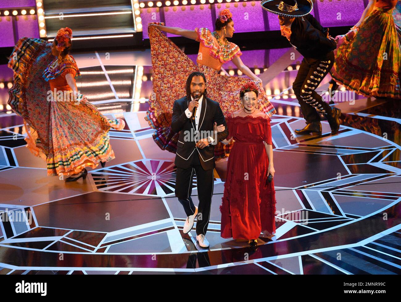 Miguel, left, and Natalia Lafourcade perform "Remember Me" from "Coco
