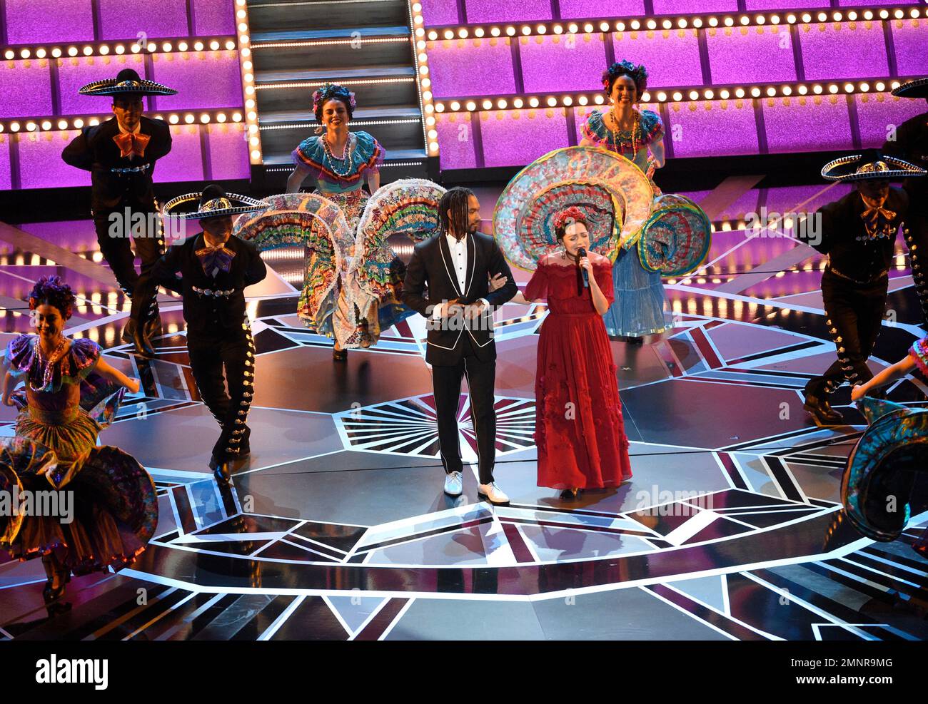 Miguel, left, and Natalia Lafourcade perform "Remember Me" from "Coco