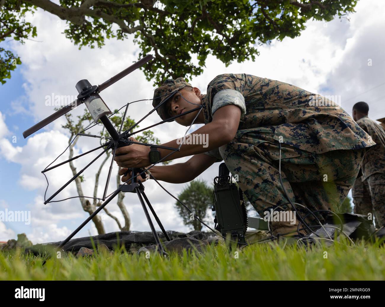 U.S. Marine Corps Pfc. Alfredo Diaz, a transmissions system operator