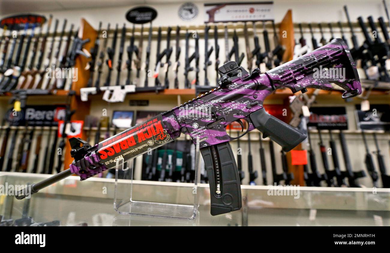 A Smith & Wesson M&P 1522 Muddy Girl Sport rifle chambered in .22 LR