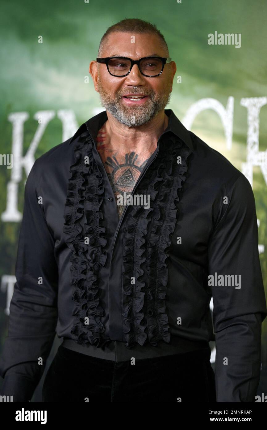 New York, USA. 30th Jan, 2023. Dave Bautista attends the 'Knock at the Cabin' world premiere at Jazz at Lincoln Center's Frederick P. Rose Hall, New York, NY, January 30, 2023. (Photo by Anthony Behar/Sipa USA) Credit: Sipa USA/Alamy Live News Stock Photo