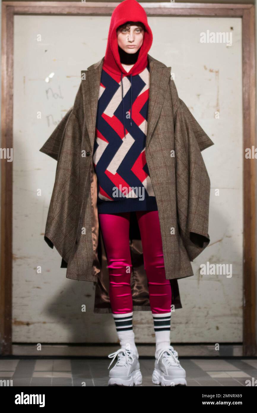 A model wears a creation for the Junya Watanabe Comme des Garcons ready to wear fall winter 2018 2019 fashion week runway show in Paris Saturday March 3 2018. Photo by Vianney Le Caer Invision AP Stoc...
