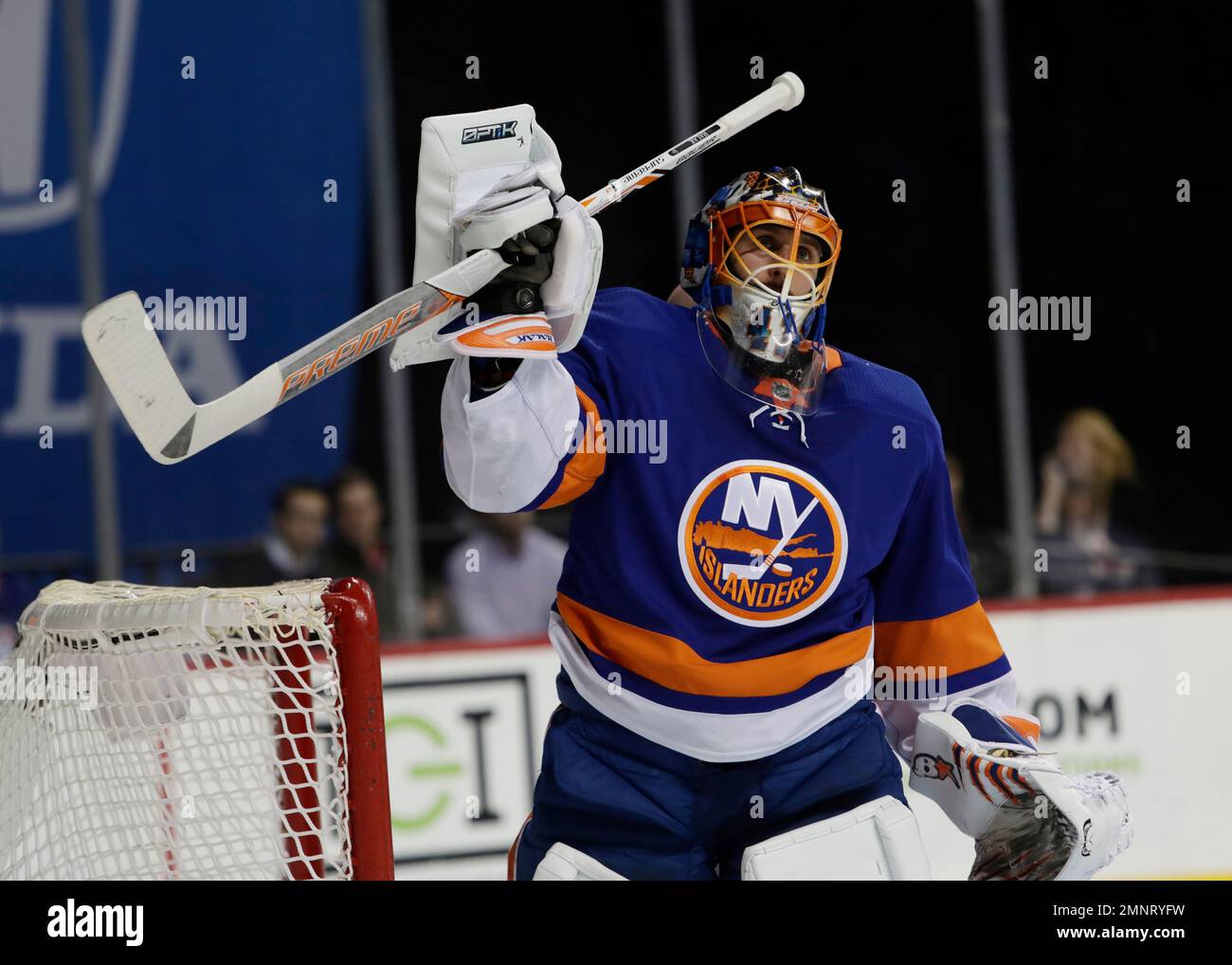 New York Islanders goaltender Jaroslav Halak gestures during the third ...