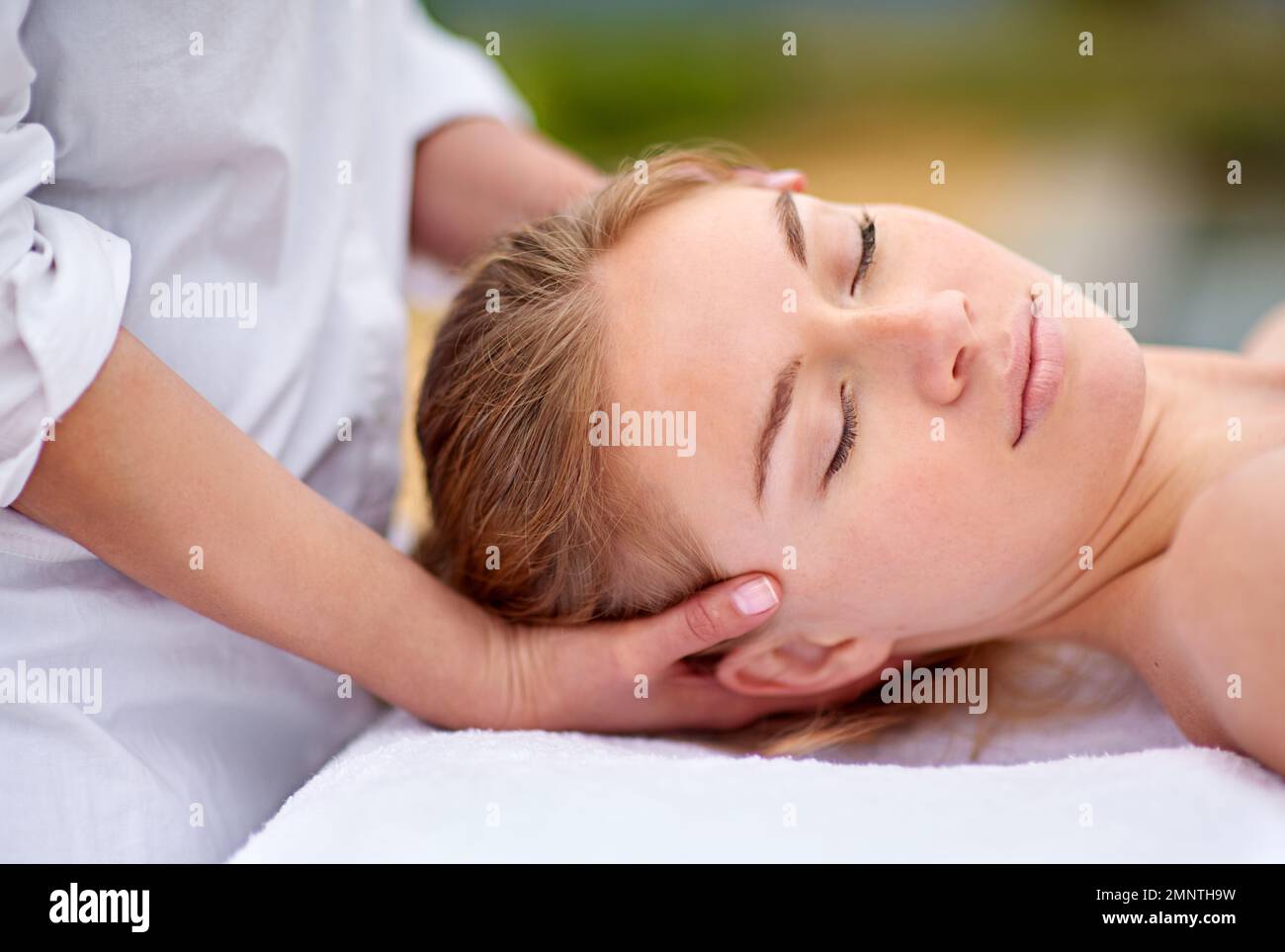 Destressing With A Head And Neck Massage A Young Woman Enjyoing A Massage At The Day Spa Stock 5295