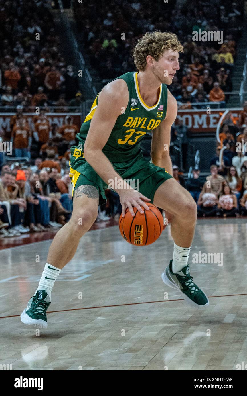 Jan 30, 2023. Caleb Lohner #33 of the Baylor Bears in action vs the Texas Longhorns at the Moody Center. Texas defeats Baylor 76-71. Stock Photo