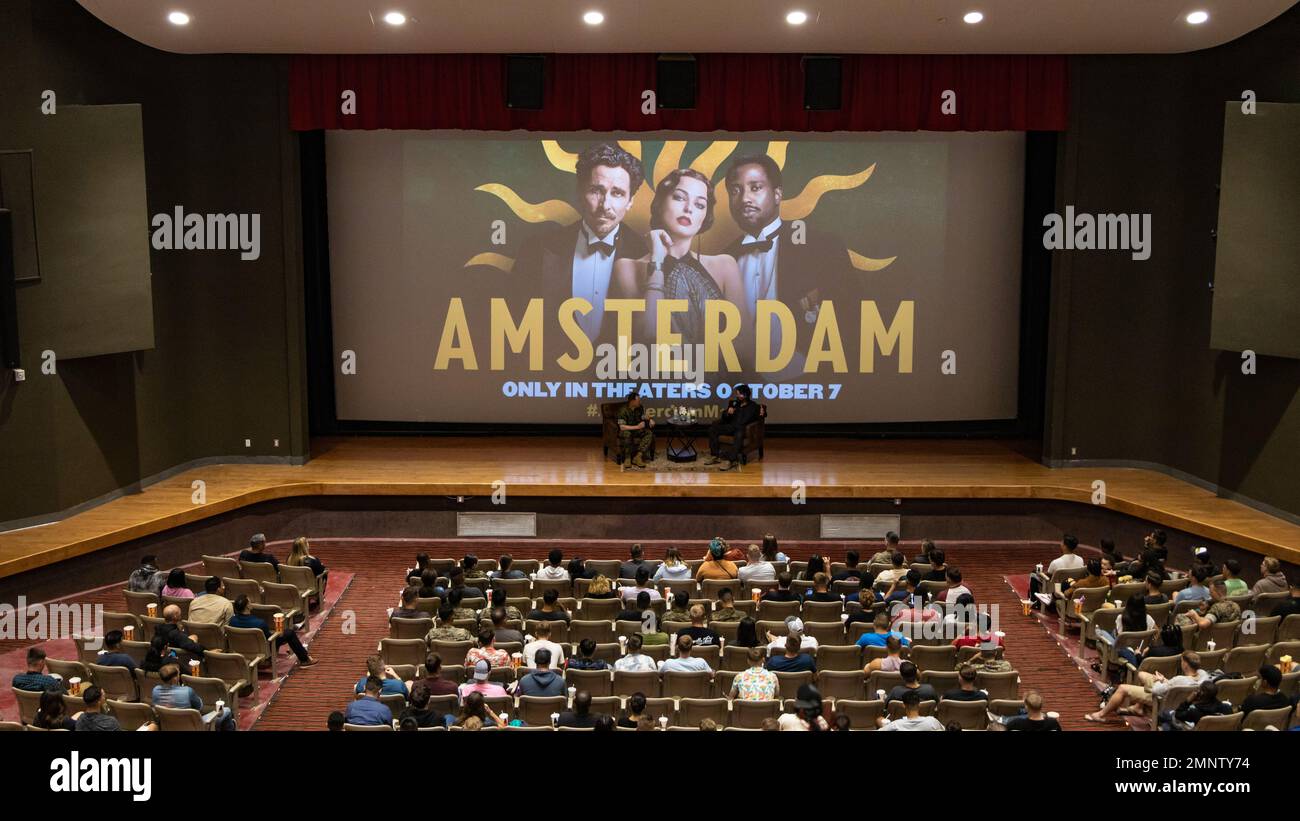 Christan Bale, right, an English actor, and U.S. Marine Corps Master