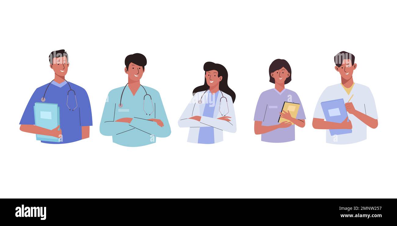 Team doctors and nurses on a white background. Medical staff Stock ...