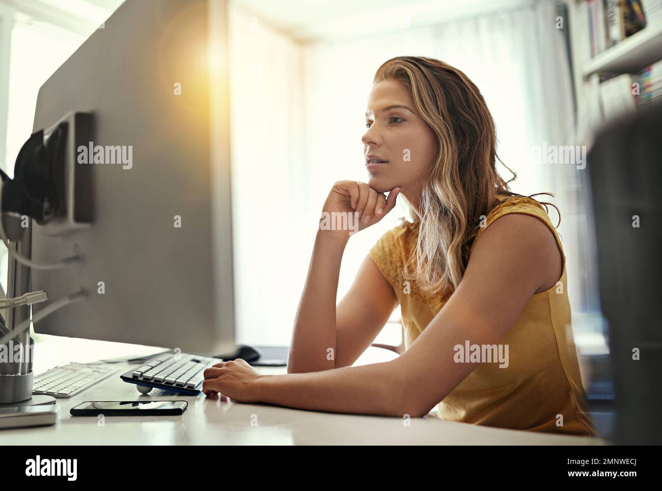 Business woman working on computer from home hi-res stock photography ...