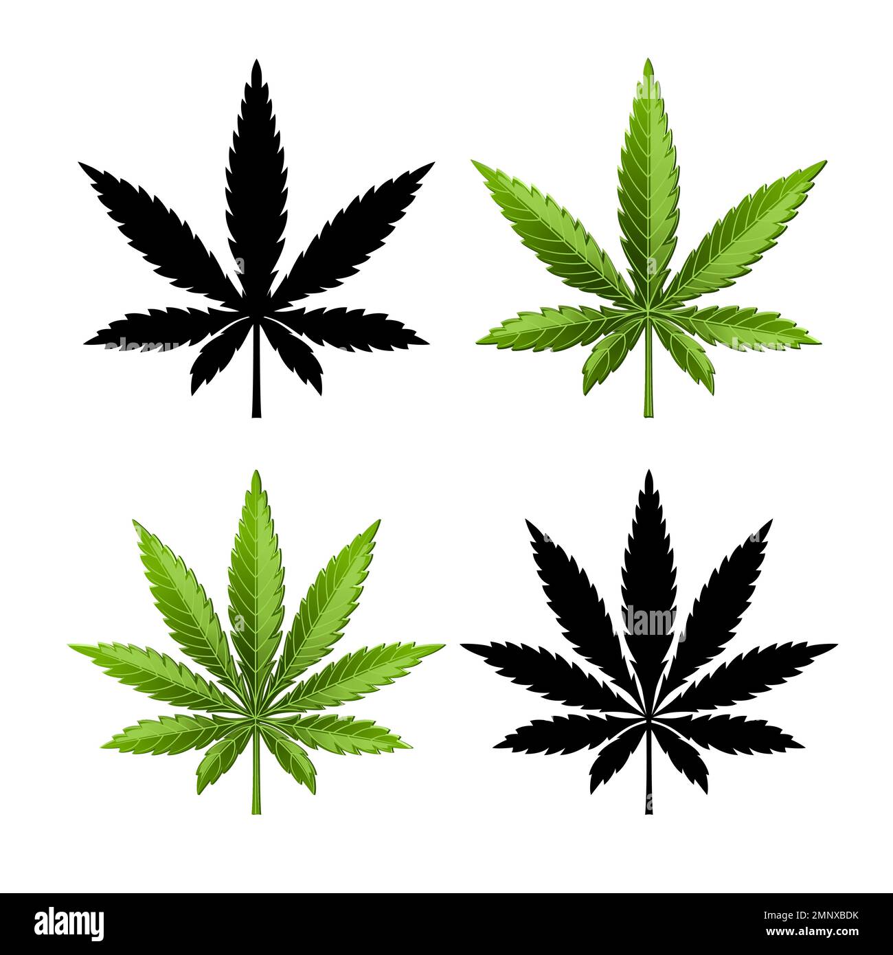 Marijuana leaf or cannabis leaf weed icons Stock Vector
