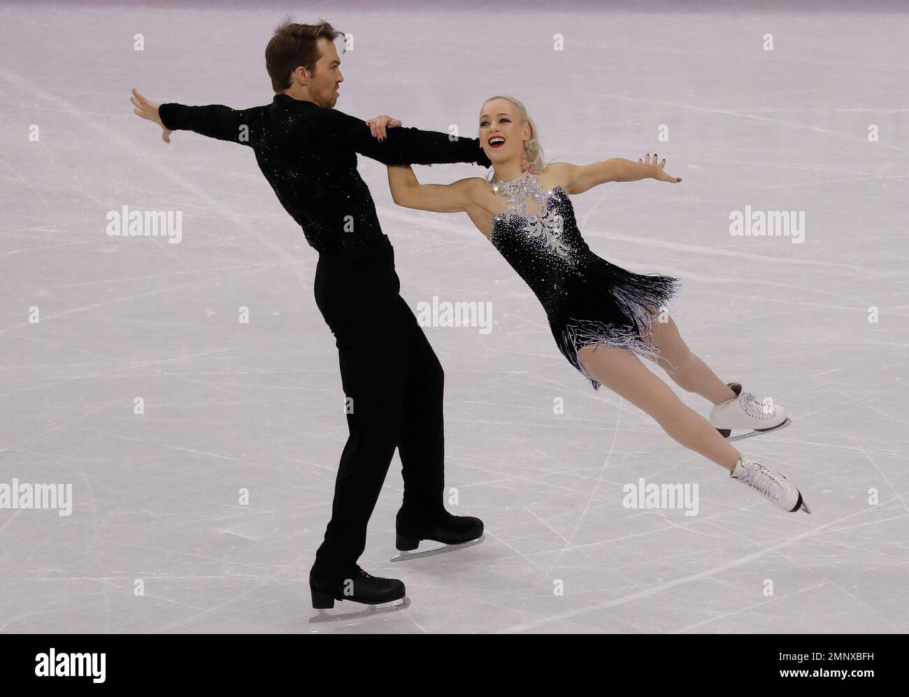 Penny Coomes and Nicholas Buckland of Britain perform during the ice