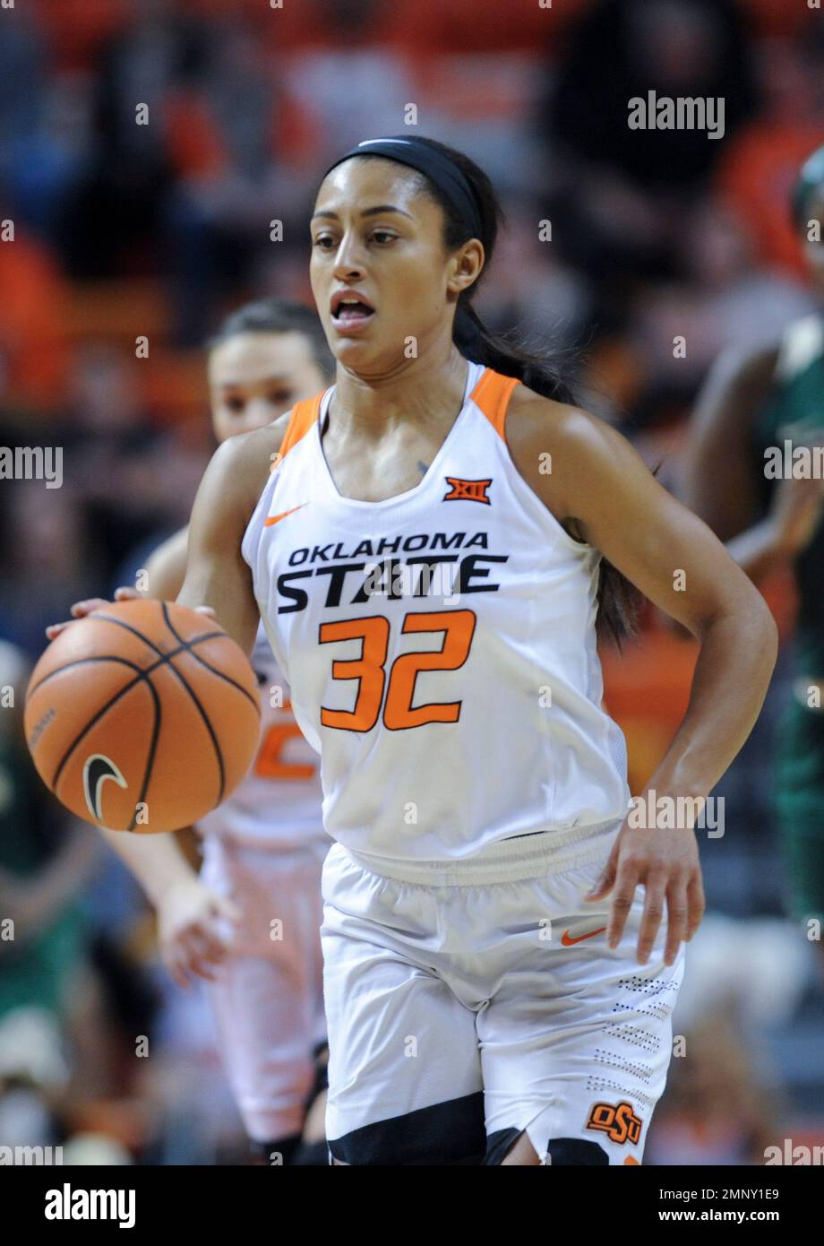 Oklahoma State guard Loryn Goodwin advances the ball during a NCAA ...