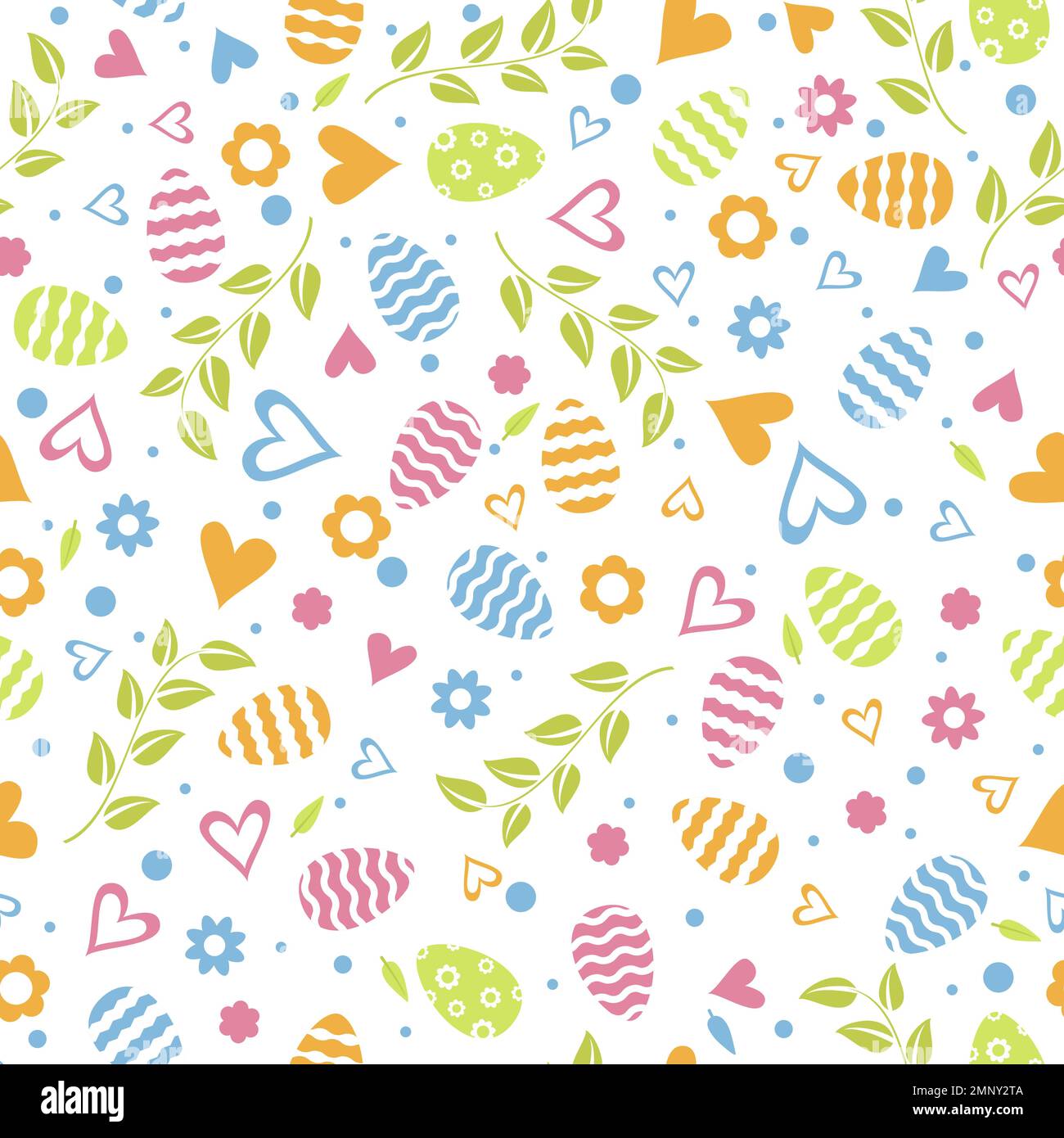 Beautiful print for easter design. Seamless pattern with eggs and floral elements Stock Vector