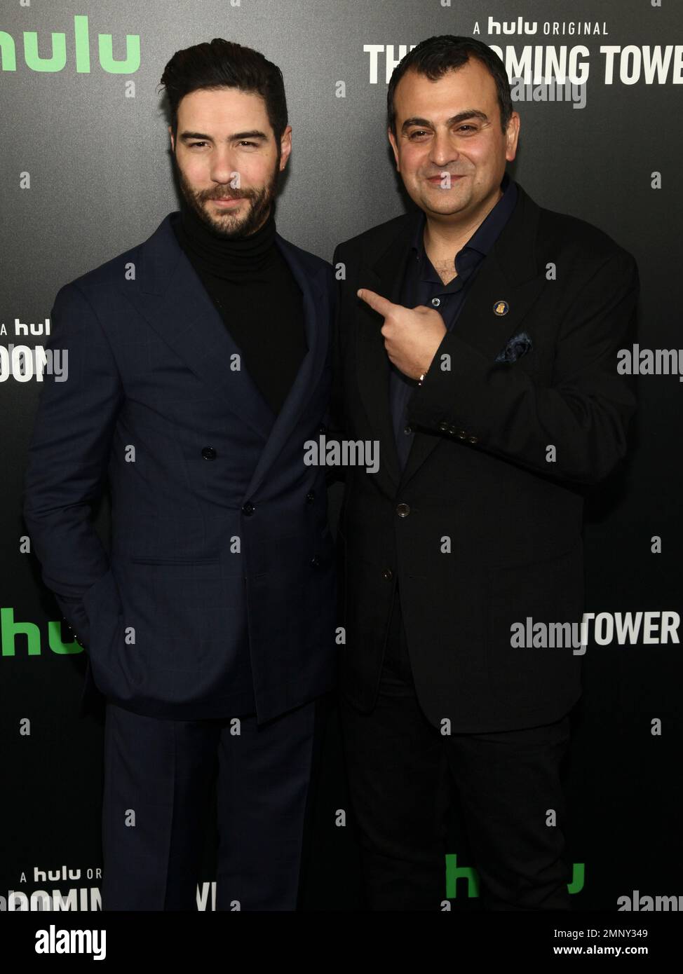 Tahar Rahim, left, and Ali Soufan, right, attend the premiere of Hulu's ...