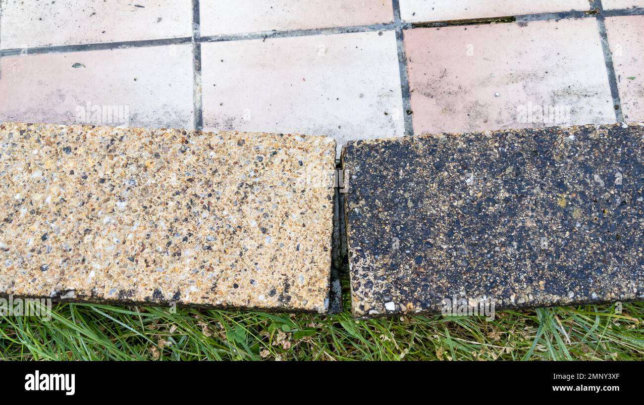 sidewalk cleaning contrast between slab paving slabs floor dirty clean