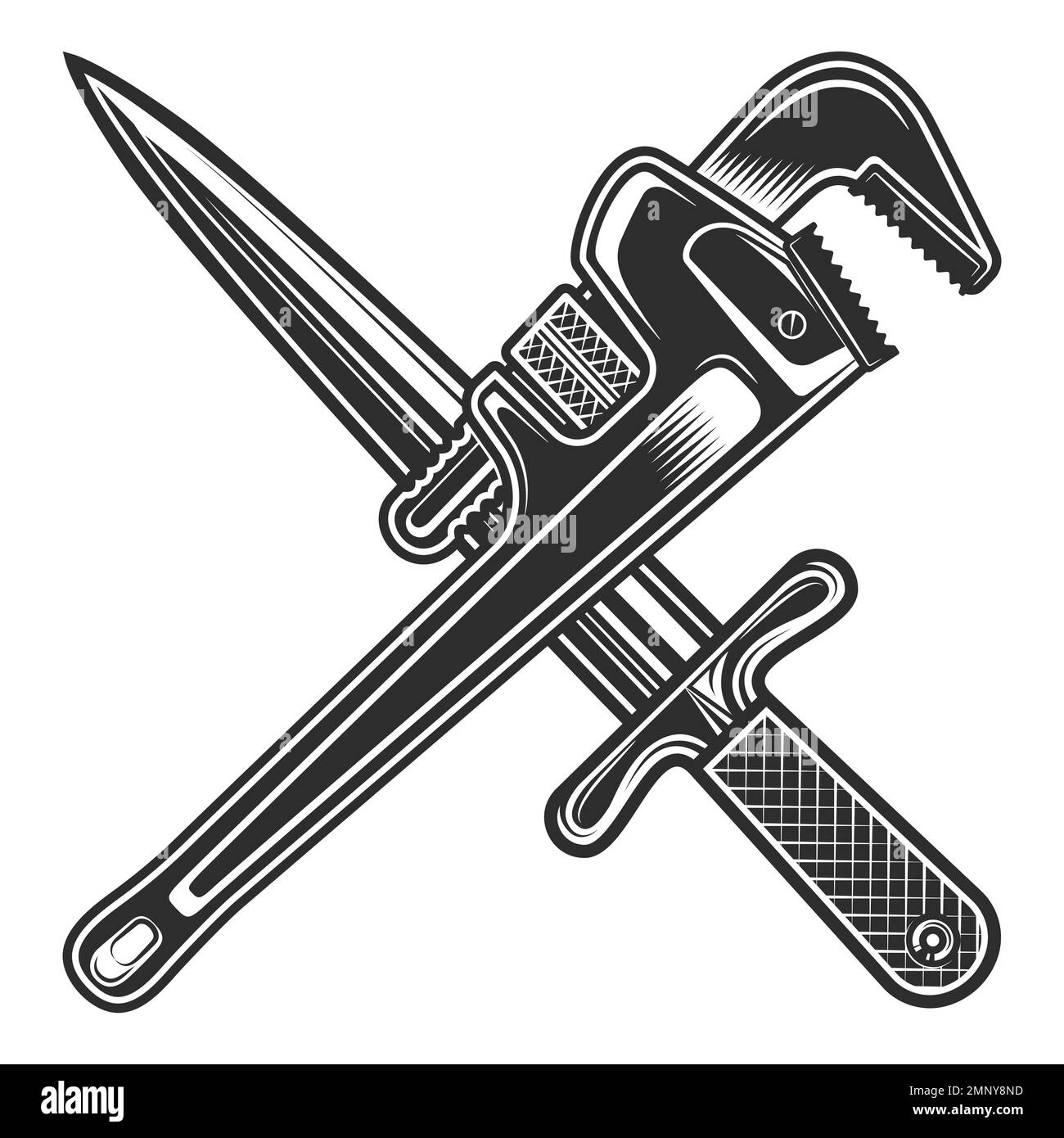 Vintage dagger knife and body shop mechanic spanner repair tool or