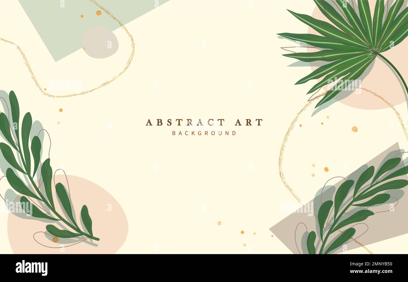 Abstract art background. Abstract art background text with green plants in water color environmental design. Vector illustration abstract plant. Stock Vector